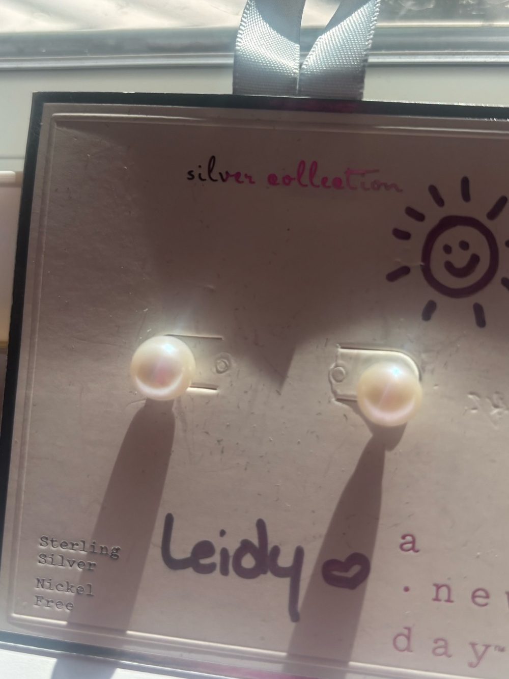 Pearl Stud Earrings -  silver post